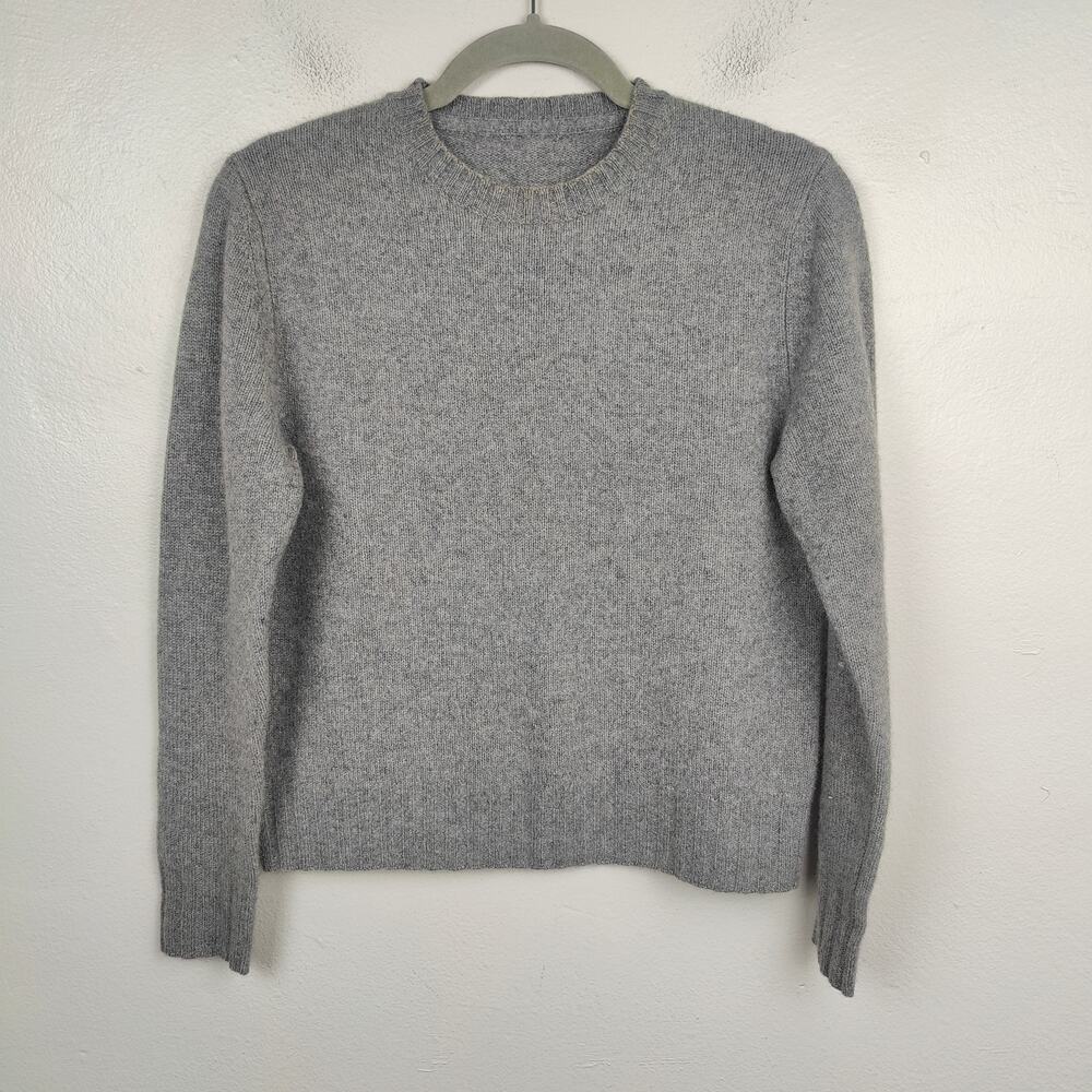 JUD Cashmere Wool Sweater Womens Large Gray Hand‎ Knit Pullover Crewneck Preppy